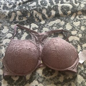 Razor back Lace Underwire Bra in Mauve
